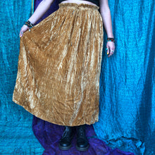 Load image into Gallery viewer, Yellow Crushed Velvet Midi Skirt
