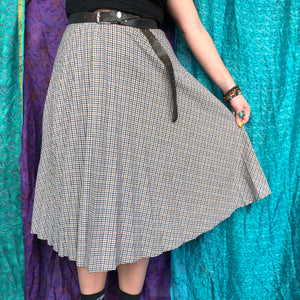 Tattersall Check Pleat Midi Skirt