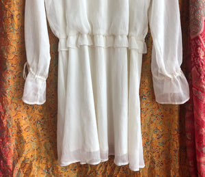 White Frilled Sleeve Dress