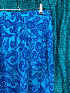 Bright Blue Swirling Midi Skirt