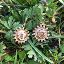 Load image into Gallery viewer, Gold Plated Sun and Moon Earrings
