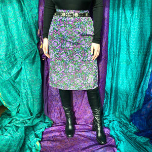 Purple Floral Straight Pencil Skirt