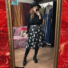 Load image into Gallery viewer, Black Floral Midi Skirt
