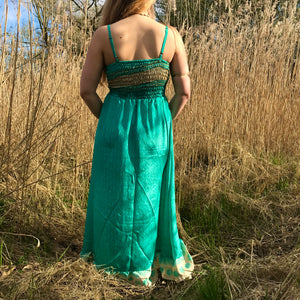 Turquoise Asymmetric Maxi Dress