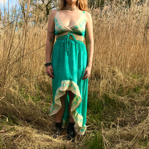Turquoise Asymmetric Maxi Dress