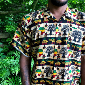 African Print Linen Shirt