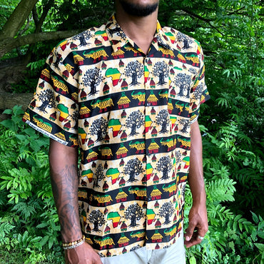African Print Linen Shirt