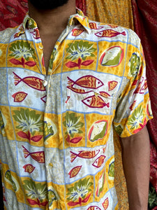 Bright Fish Print Beach Shirt
