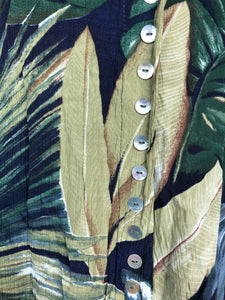 Tropical Leaf Button Up Skirt