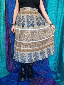 Paisley Paneled Midi Skirt