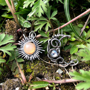 Sun and Moon Stone Earrings