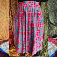 Load image into Gallery viewer, Check and Paisley Pleated Midi Skirt
