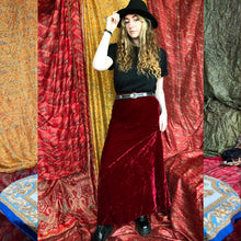 Load image into Gallery viewer, Deep Red Velvet Maxi Skirt
