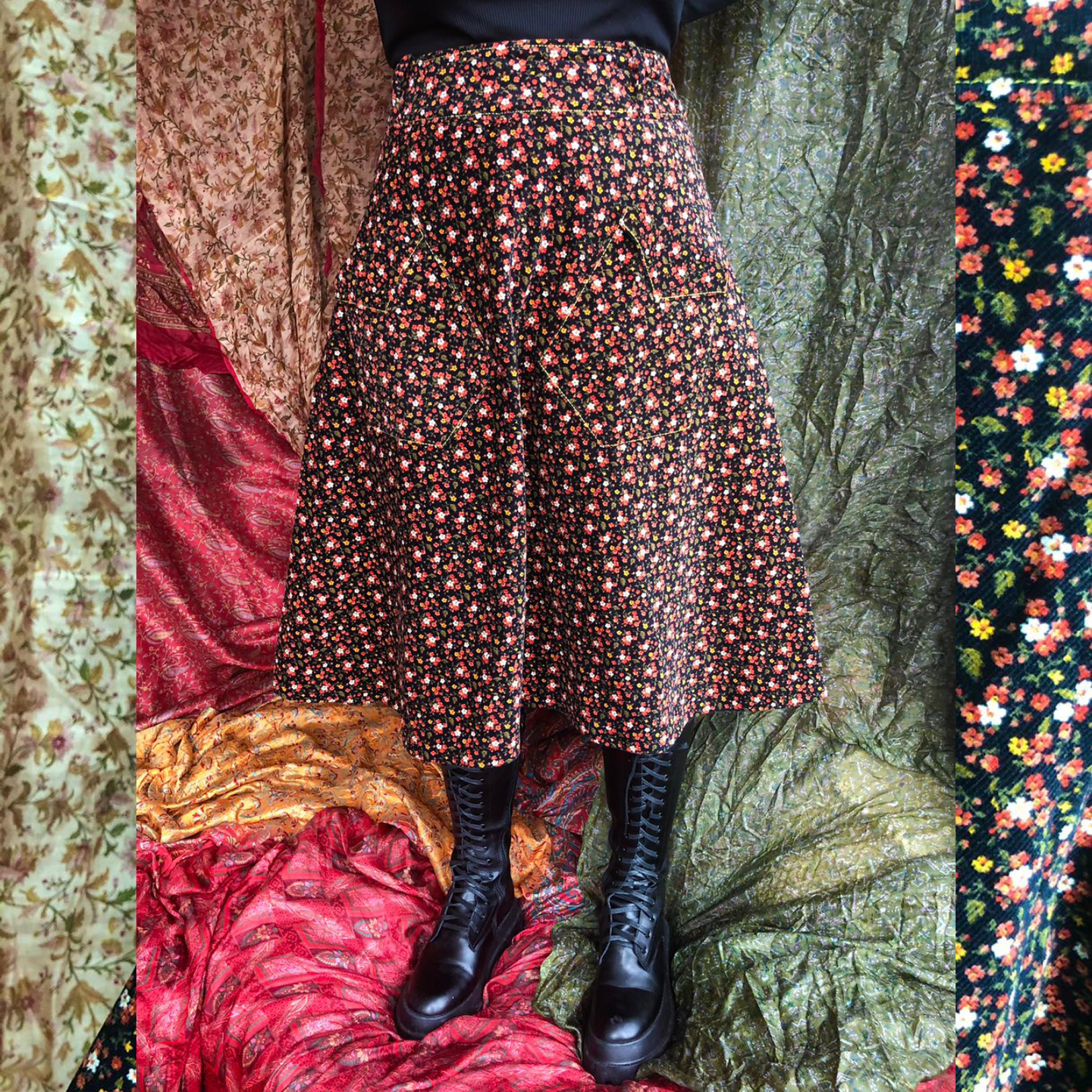 70's Corduroy Midi Skirt