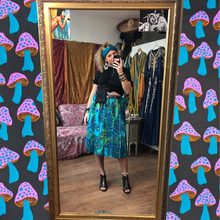 Load image into Gallery viewer, Bright Blue Paisley Pleat Midi Skirt
