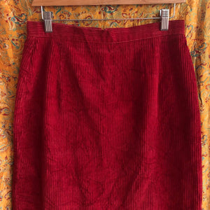 Deep Red Corduroy Skirt