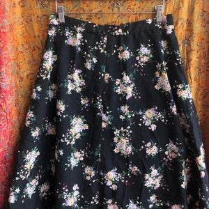 Black Floral Midi Skirt