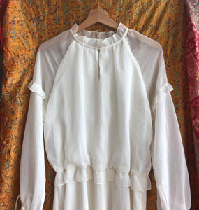 White Frilled Sleeve Dress