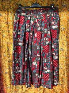 Paisley Floral Print Pleat Full Skirt