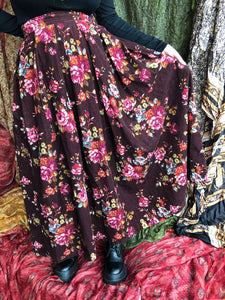 Floral Corduroy Maxi Skirt