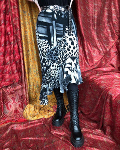 Monochrome Leopard Print Midi Skirt