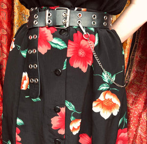 Button Up Floral Midi Skirt