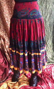 Paisley Printed Panel Midi Skirt
