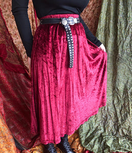 Deep Pink Elasticated Velvet Skirt