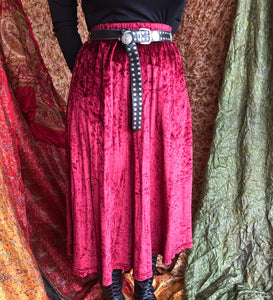 Deep Pink Elasticated Velvet Skirt