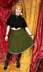 Forest Green 70's Midi Skirt