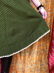 Forest Green 70's Midi Skirt