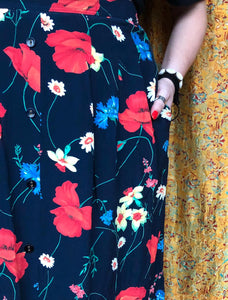 Bright Floral Button Up Skirt