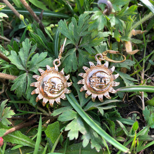 Gold Plated Sun and Moon Earrings