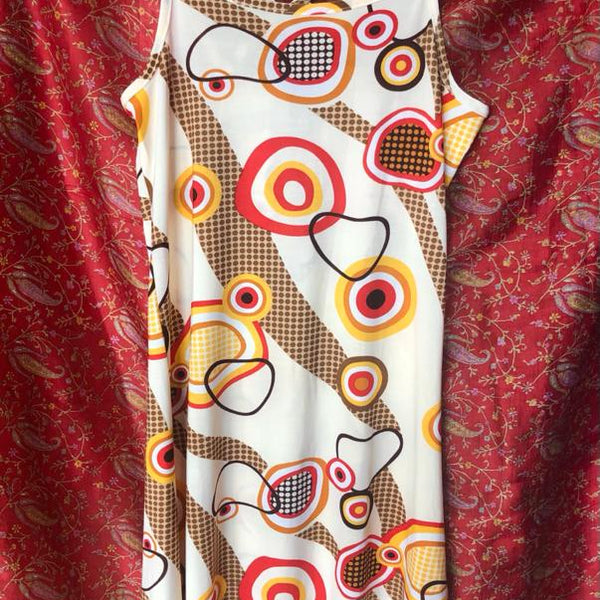 Funky 70's Print Stretched Dress