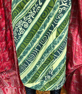 Patterned Green Wrap Skirt