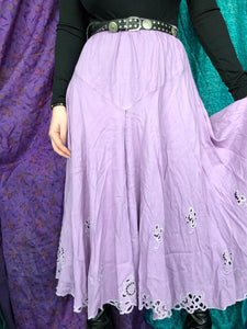 Lilac Eyelet Detailed Maxi Skirt