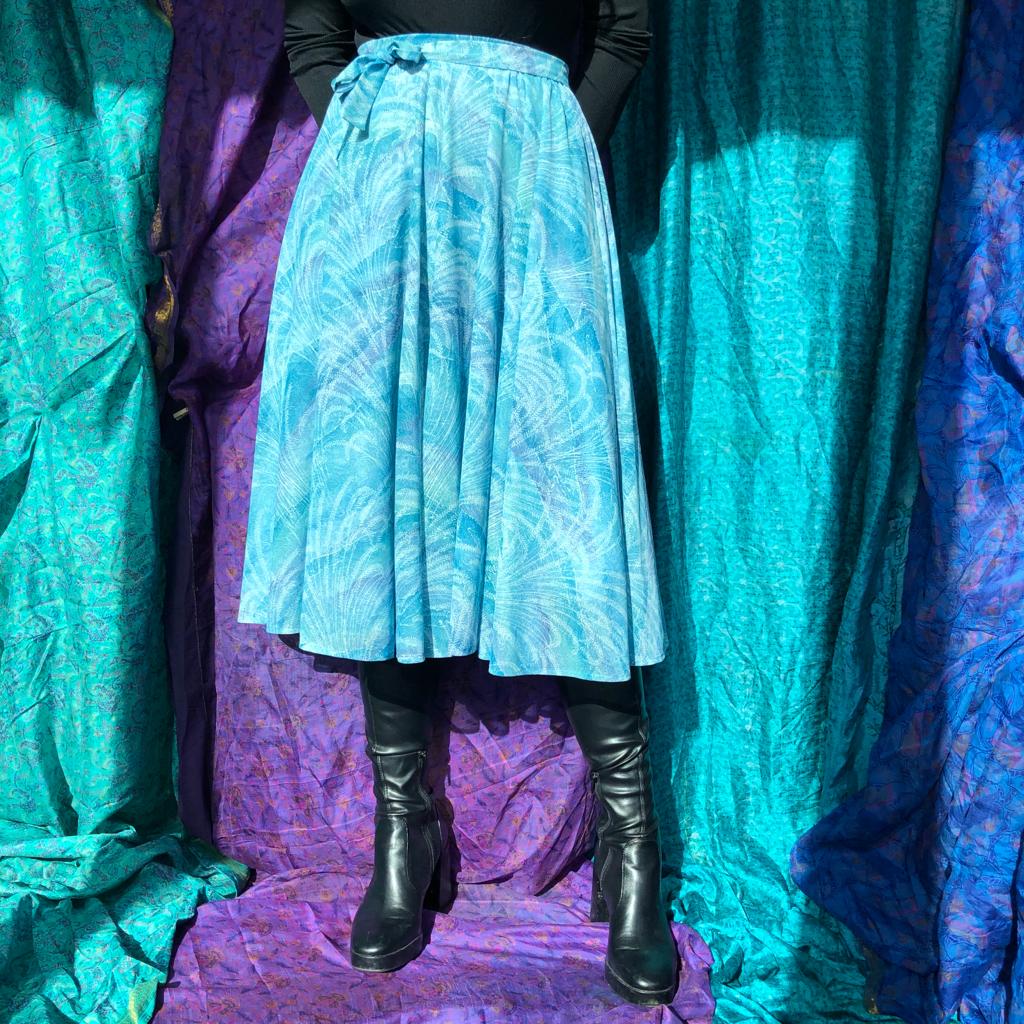 Full Blue Floating Midi Skirt