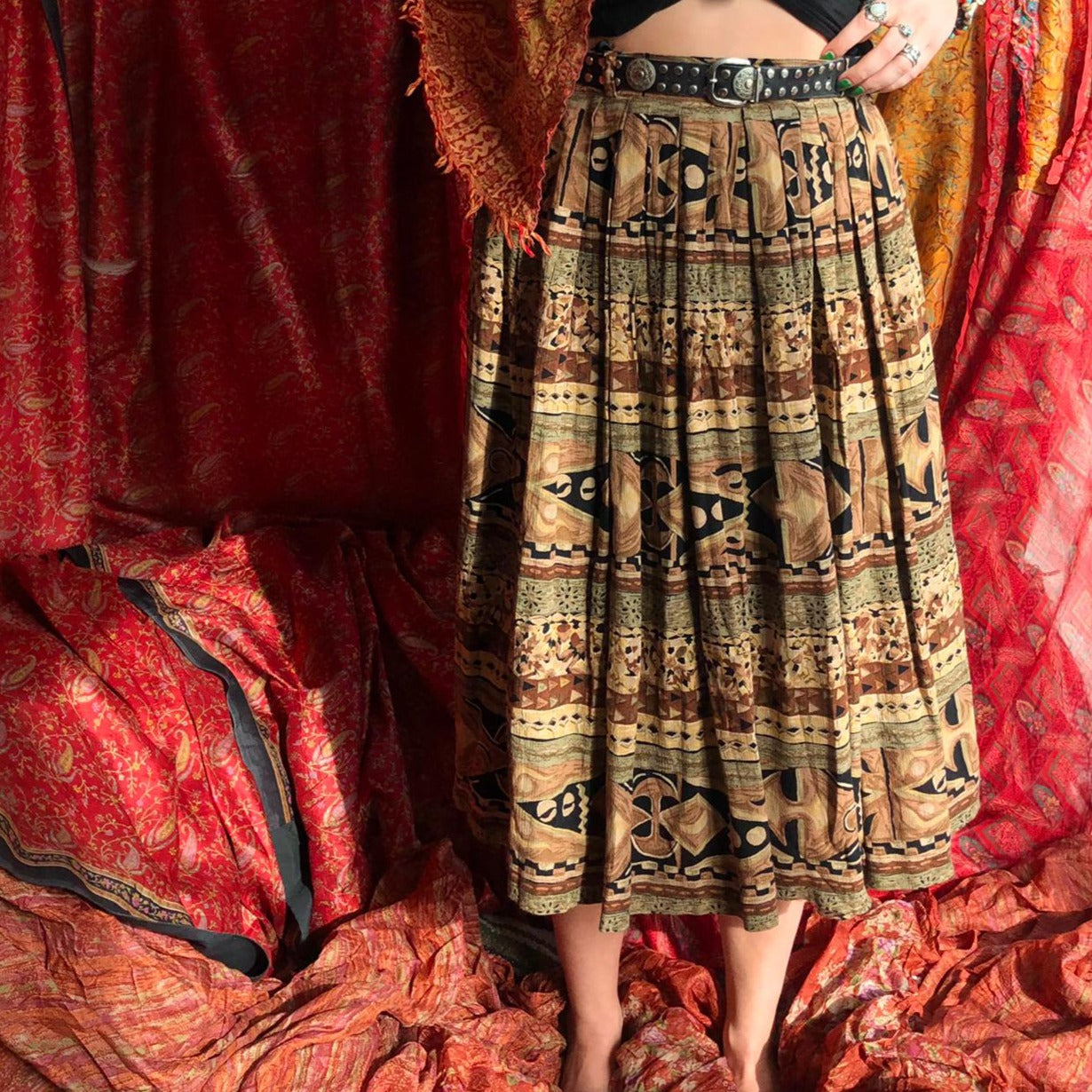 Beautifully Printed Midi Skirt