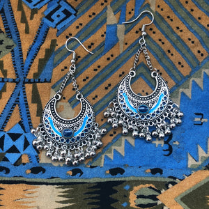 Blue Patterned Drop Earrings
