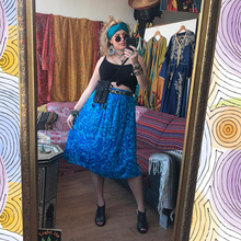 Load image into Gallery viewer, Bright Blue Swirling Midi Skirt
