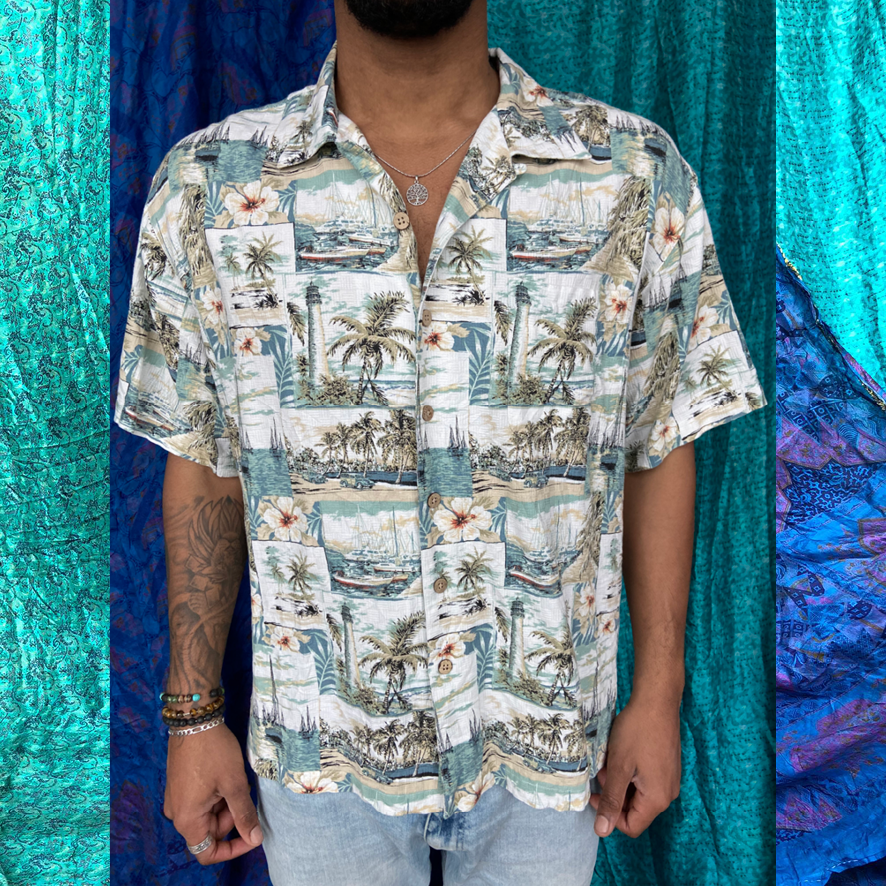 Hawaiian Lighthouse Printed Shirt